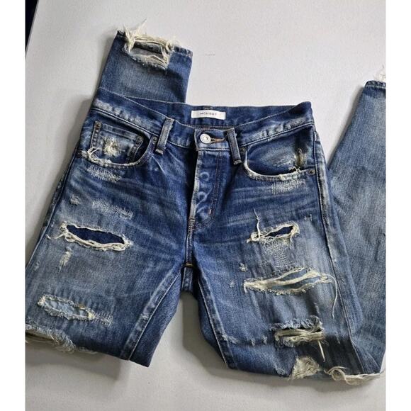 Moussy Vintage Lancaster Skinny Jeans Women's 25 Medium Wash Distressed $360 - Picture 3 of 15